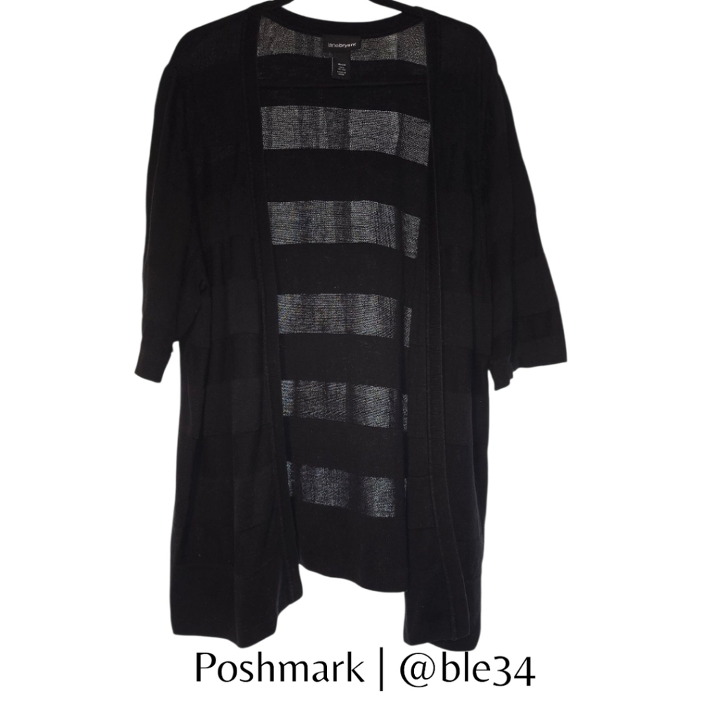 *SALE* Lane Bryant 18/20 Black Sheer Striped Short Sleeved Cardigan